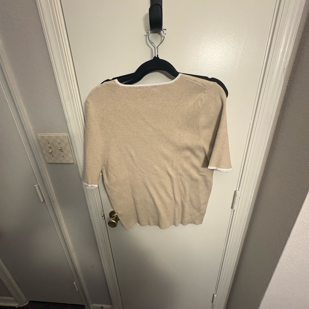 Beige Ribbed Knit Top - Picture 3 of 4
